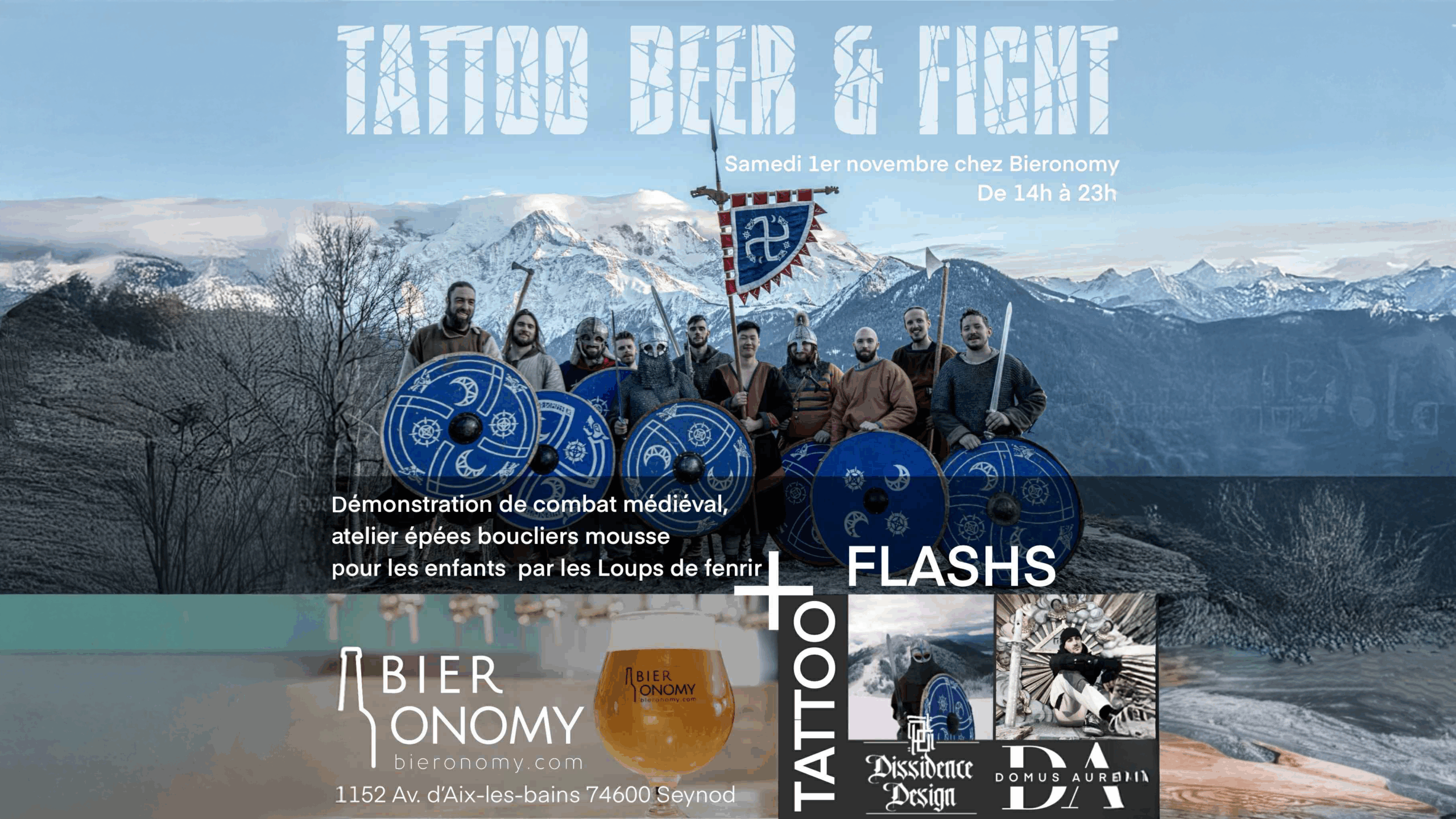 Tattoo, Beer & Fight : combat médiéval, flash tattoo & bières craft chez Bieronomy Seynod