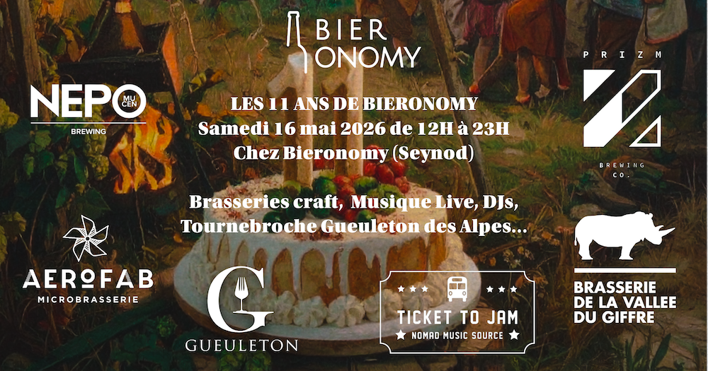Les 11 ans de Bieronomy à Seynod : grande fête bière craft, musique live et food le samedi 16 mai 2026